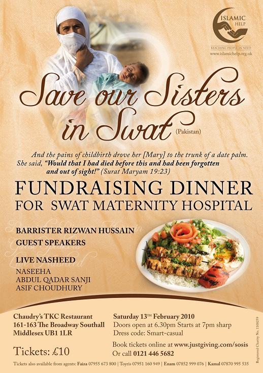 SOSiS Fundraising dinner for a maternity hospital in Swat, Pakistan