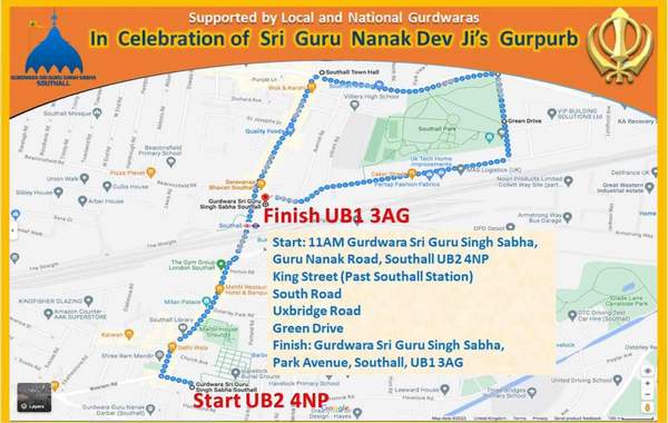 Southall Nagar Kirtan 2022 route