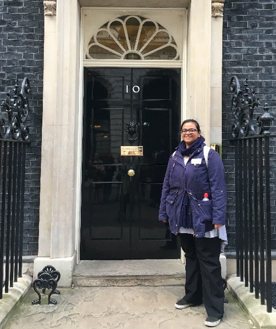 Villiers High School pupil Naurane Asif outside No 10