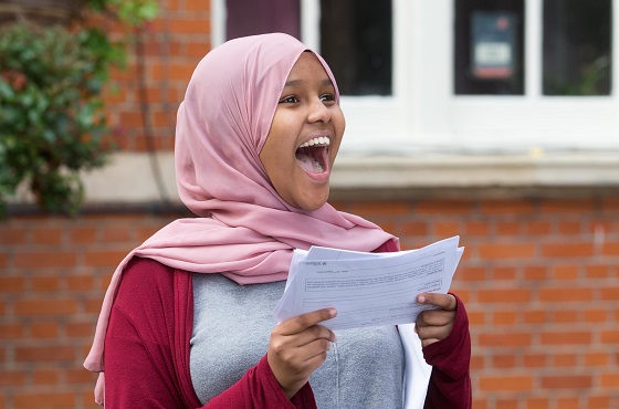 Aisha Warsame - GCSE results day at Villiers High school in Southall