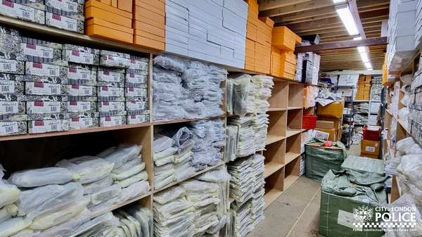 Fake designer goods in storage unit in Southall