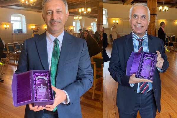 Janpal Basran & Harsev Bains with Queen’s Award